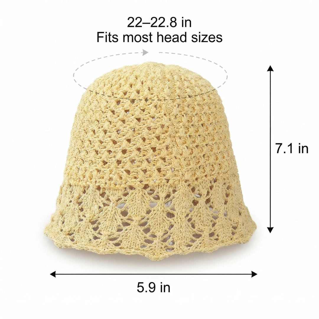 Open Knit Straw Bucket Hat