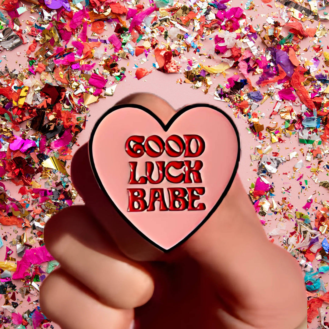 Good Luck Babe Heart Enamel Pin