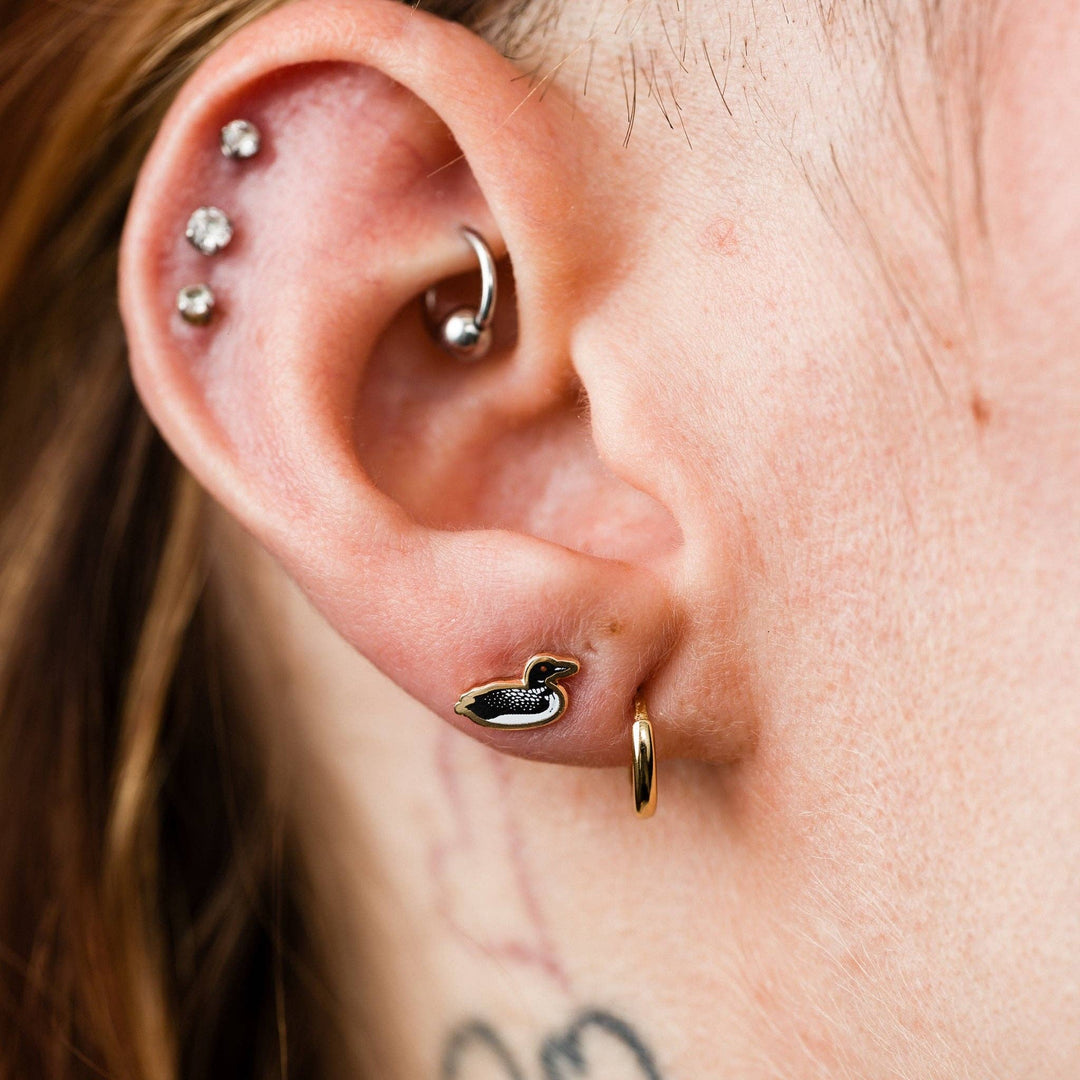 18K Gold-Plated Loon Studs