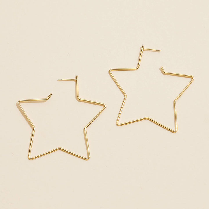 18K Gold Dip Star Hoop Earrings