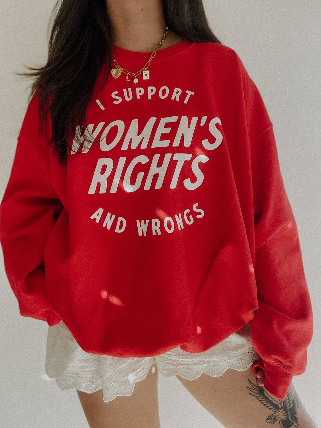 I support women’s rights and wrongs sweatshirt