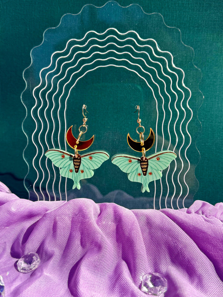 Lunar Moth Dangle Earrings