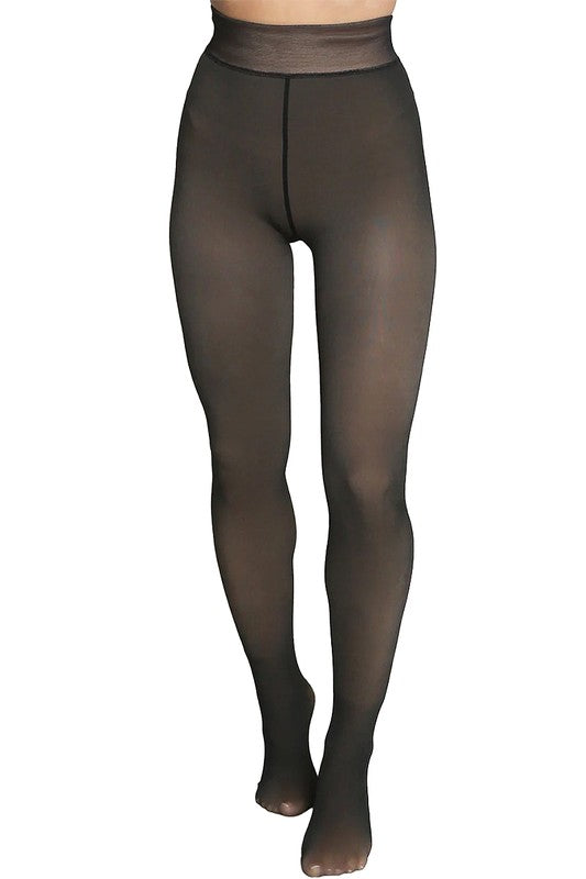 Sheer Illusion Fleece-Lined Tights