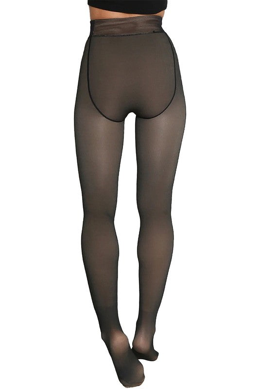 Sheer Illusion Fleece-Lined Tights