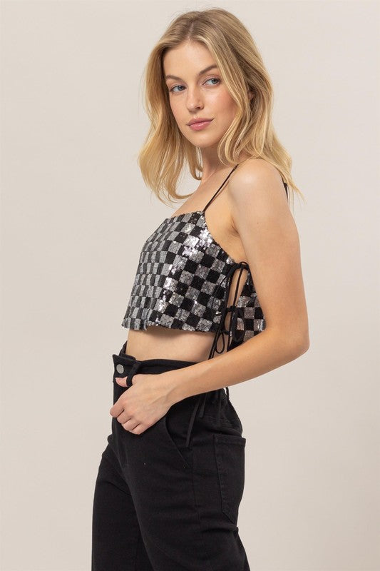 Amaya Sequin Tie Top