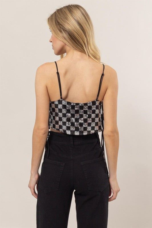 Amaya Sequin Tie Top