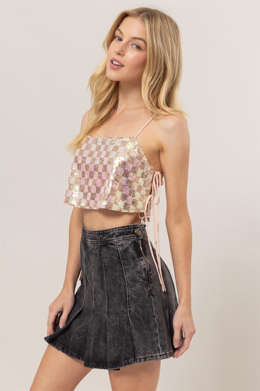 Amaya Sequin Tie Top