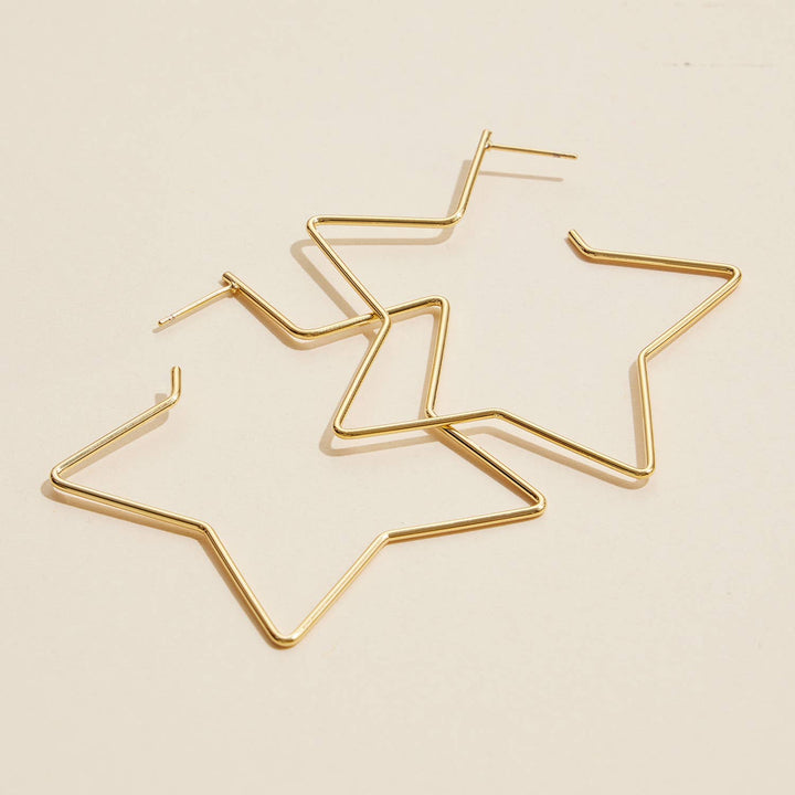 18K Gold Dip Star Hoop Earrings