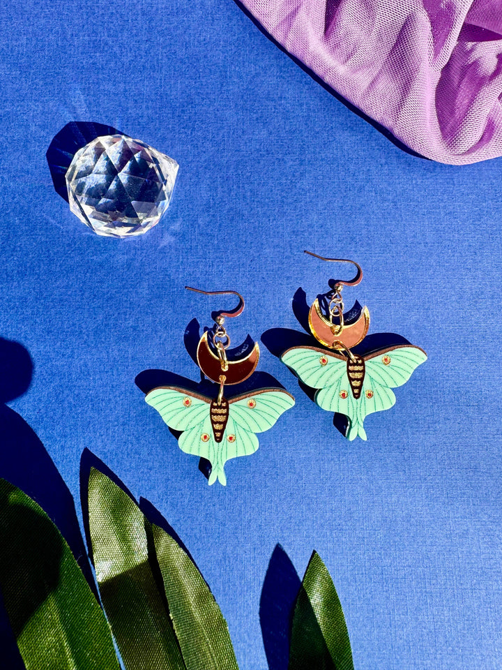 Lunar Moth Dangle Earrings
