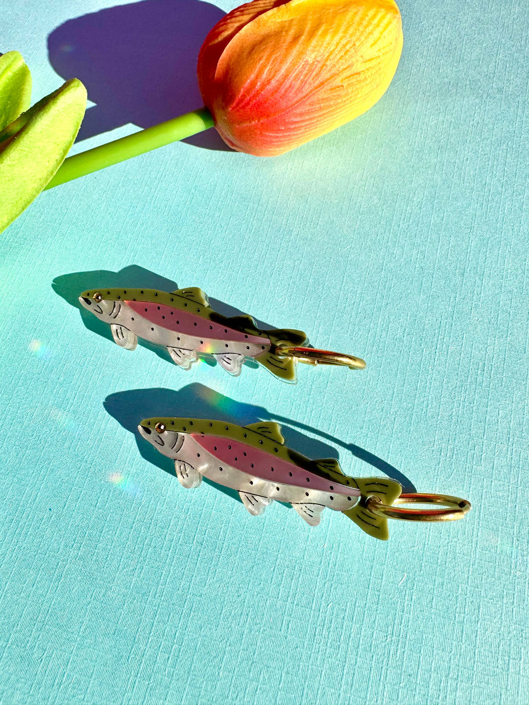 Rainbow Trout Dangle Earrings