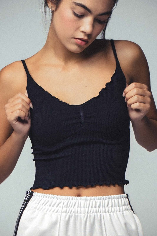 Ribbed Ruffle Trim Cami
