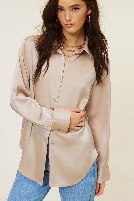 Satin Button Down