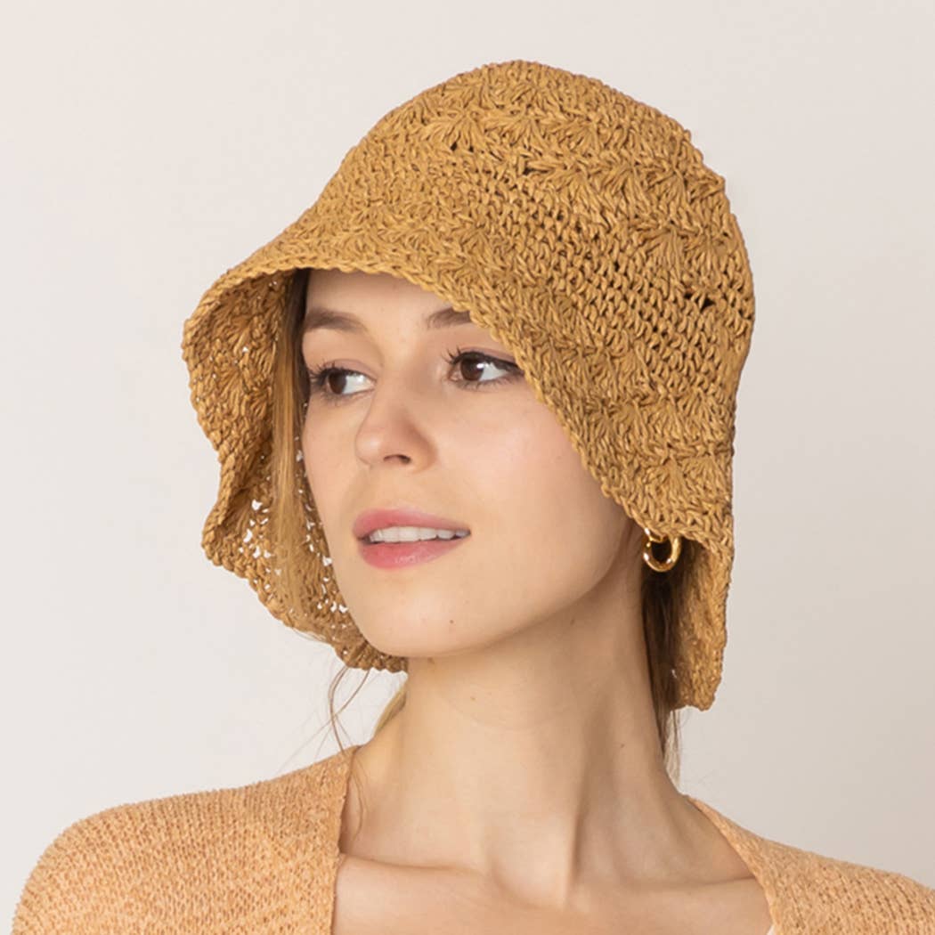 Summer Beach Crochet Straw Bucket Hat