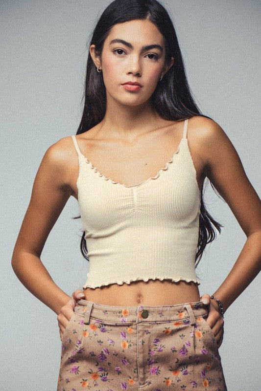 Ribbed Ruffle Trim Cami