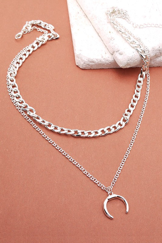 Silver Layered Charm Necklace