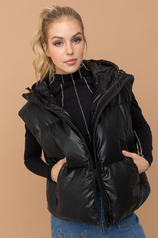 Brenda Vegan Leather Puffer Vest