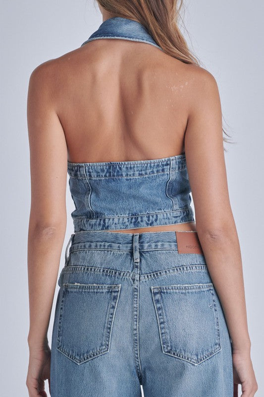 Denim Halter Vest